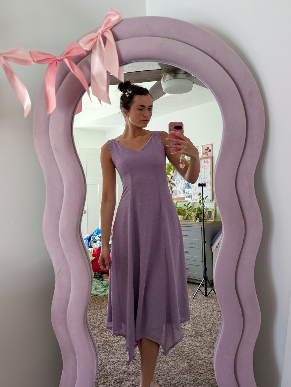 Sleeveless Sparkly Whimsical Fairycore Lavender A-Line Dress